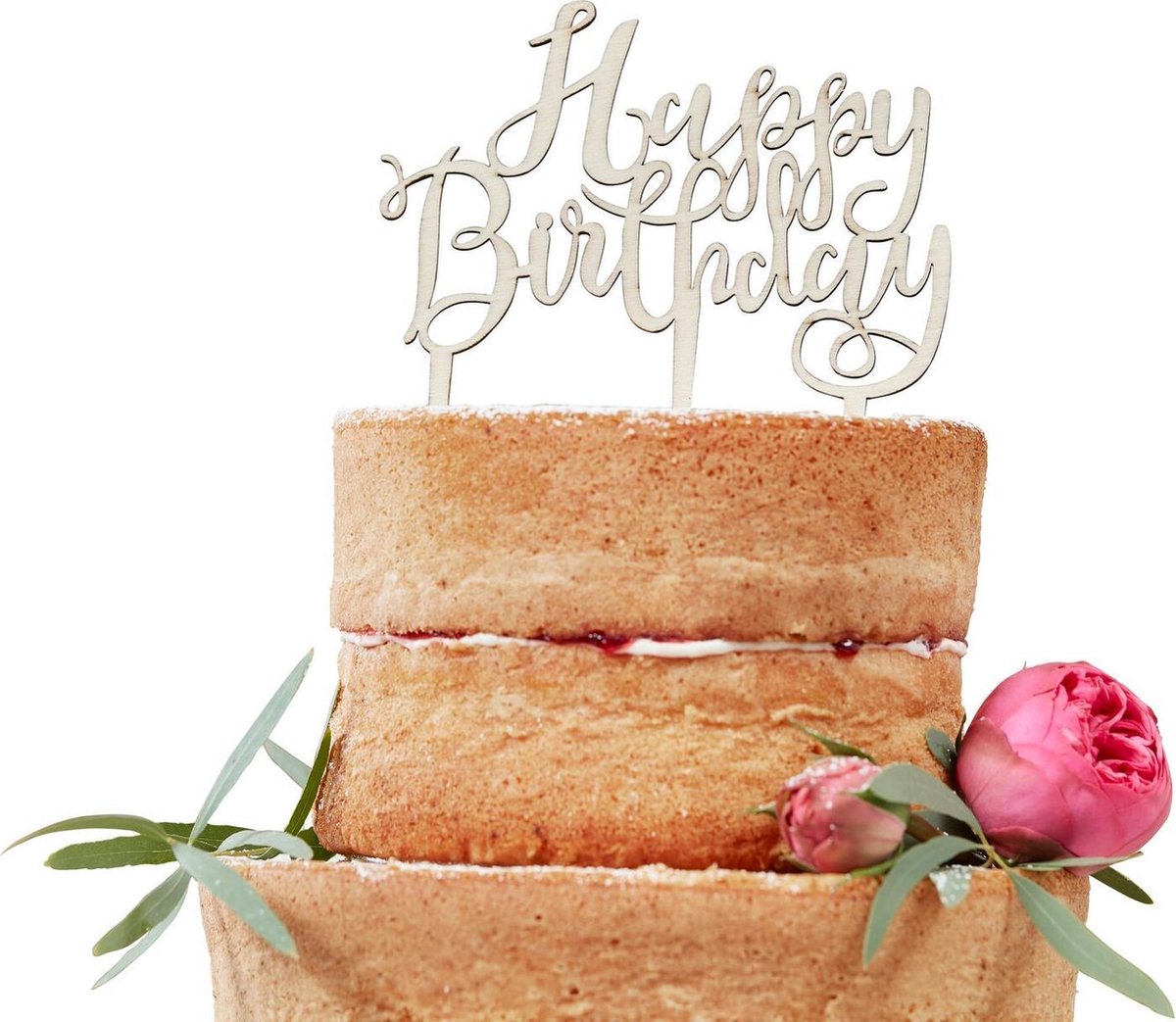 Houten Taarttopper Happy Birthday - Caketopper - Ginger Ray (1stuks)