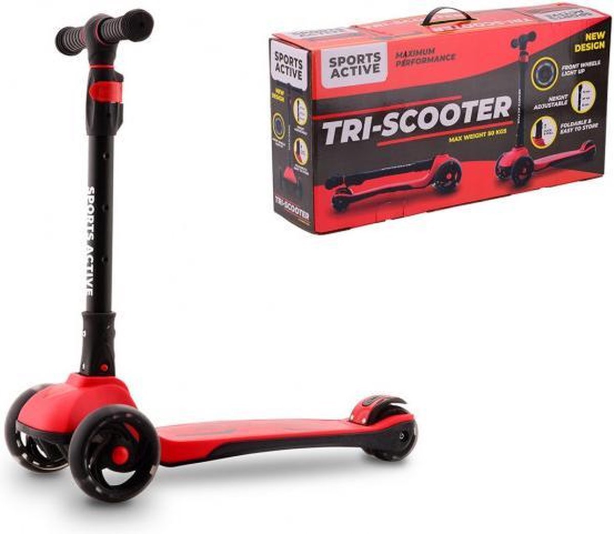 Sports Active 3-wiel Kinderstep 60 X 30 Cm Aluminium Rood/zwart