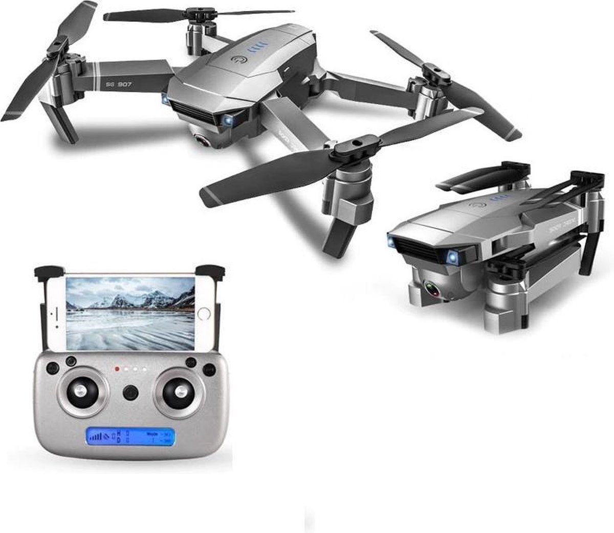 LUXWALLET SG-ProX2 - 4K Drone 2x Camera 8MP - Stabilisator - 5GHZ tot 500M Vliegen - GPS - 50X Zoom - 2x Accu - Space Grey