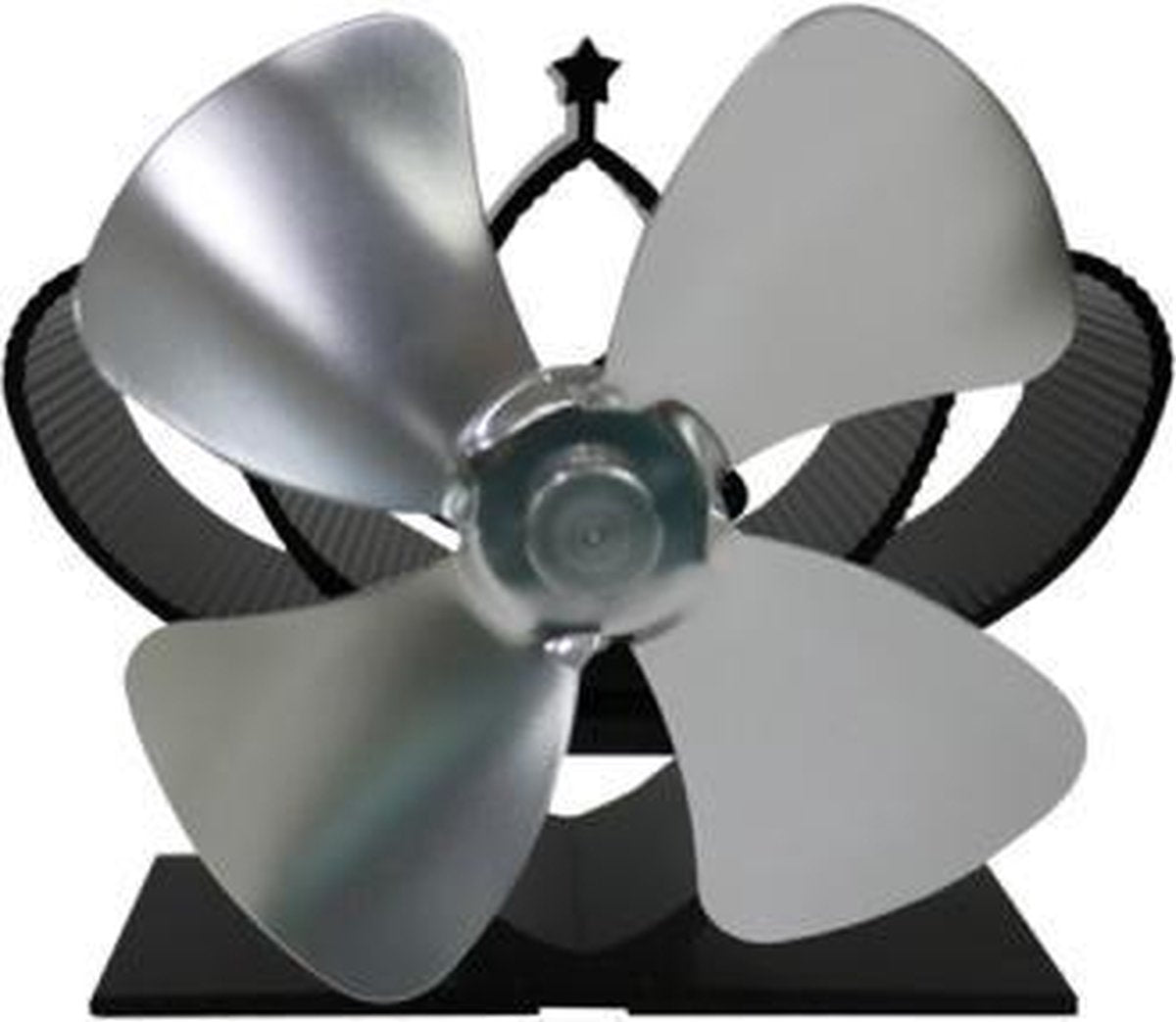 YL201 4-blads hoge temperatuur metalen warmteaangedreven haardkachelventilator (zilver)