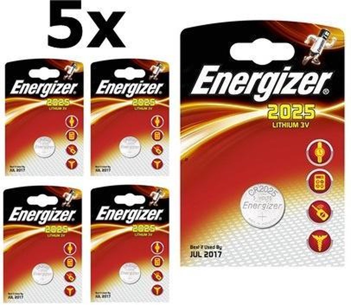 Energizer CR2025 3v lithium knoopcel batterij - 5 stuks