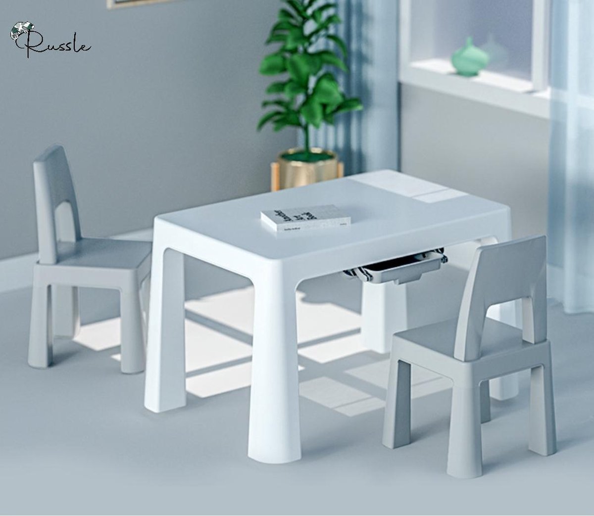 Setje tafel met stoelen Wit Grijs