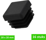 DELTAFIX insteekdop | 20 x 20 mm | zwart kunststof | 16 STUKS