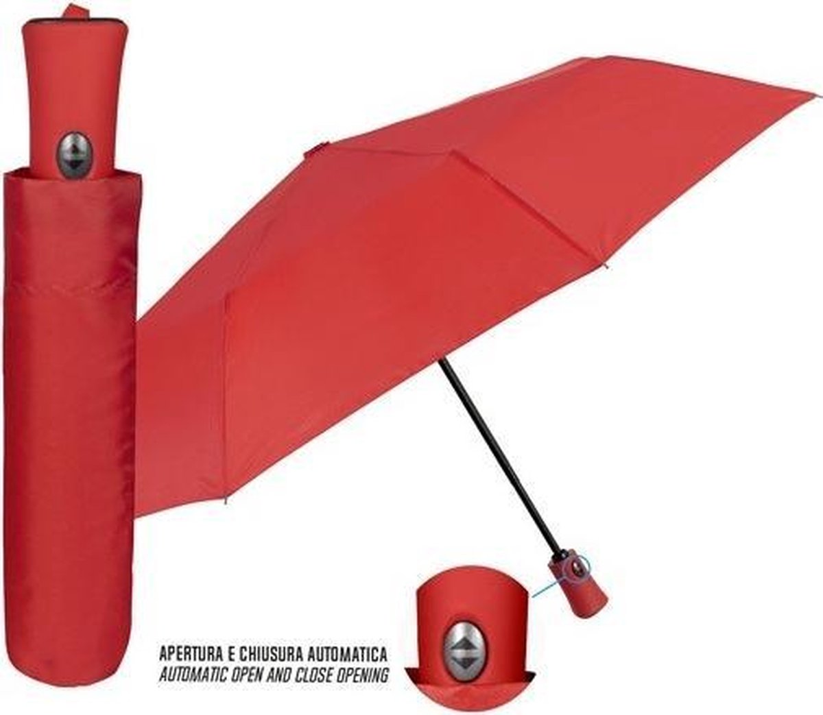 Perletti Mini-paraplu Automatisch 100 Cm Microvezel Rood