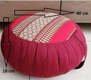 Zafu kussen – Yogakussen - Meditatie kussen – Rond meditatiekussen – Thais kussen – Kapok - 40x40x18 cm  - Burgundy Rood