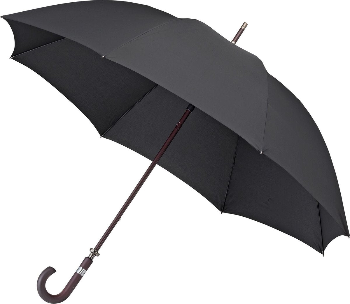 Falcone Golfparaplu Houten Stok en Haak - Ø 130 cm - Zwart