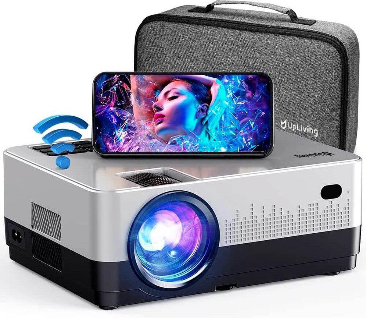 UpLiving™ LCD Mini Beamer met WiFi | Met Bluetooth | Input tot Full HD | 7.500 Lumen | Projector - Mini Beamer - Draagbare Pocket Beamer - Afstandsbediening - Draagtas