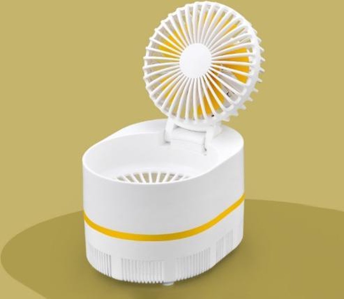 USB Opladen Opvouwbare multifunctionele ventilator met muggenmoordenaar (geel)