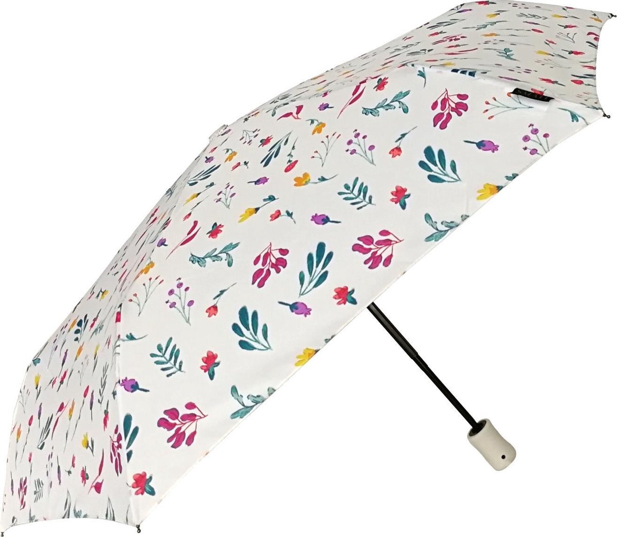 Smati Fleurs  Opvouwbare Stormparaplu - Compact Auto - Auto Open/Dicht - ø 97 cm - Fleurs   Wit