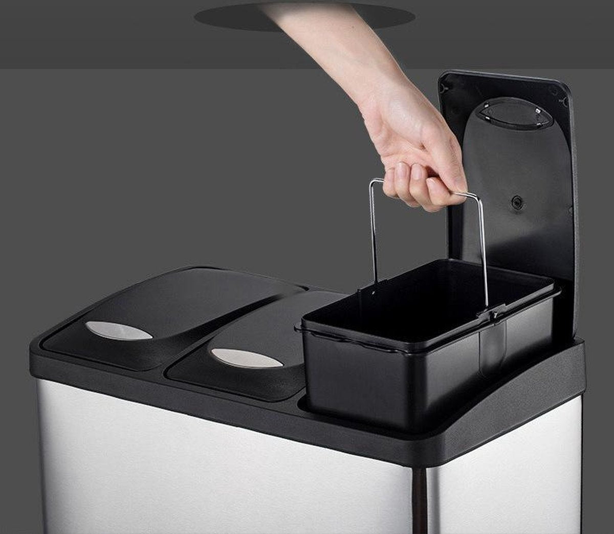 LUXALIVING|Sorteerprullenbak | RVS | 24 Liter|3 x 8 Liter