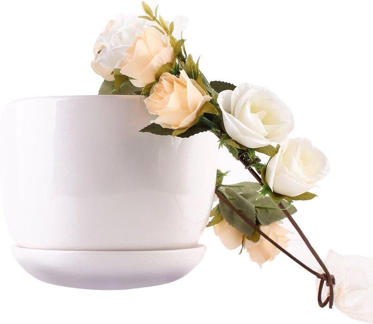 Bloemenkrans wit haarband - rozenkrans boselfje bloemen rozen diadeem - elfje witte bloemetjes boself elf roosjes