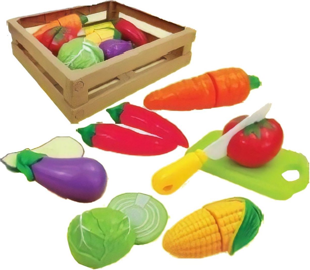 Gerardo's Toys Groentemand Met Groente 23 Cm 9-delig