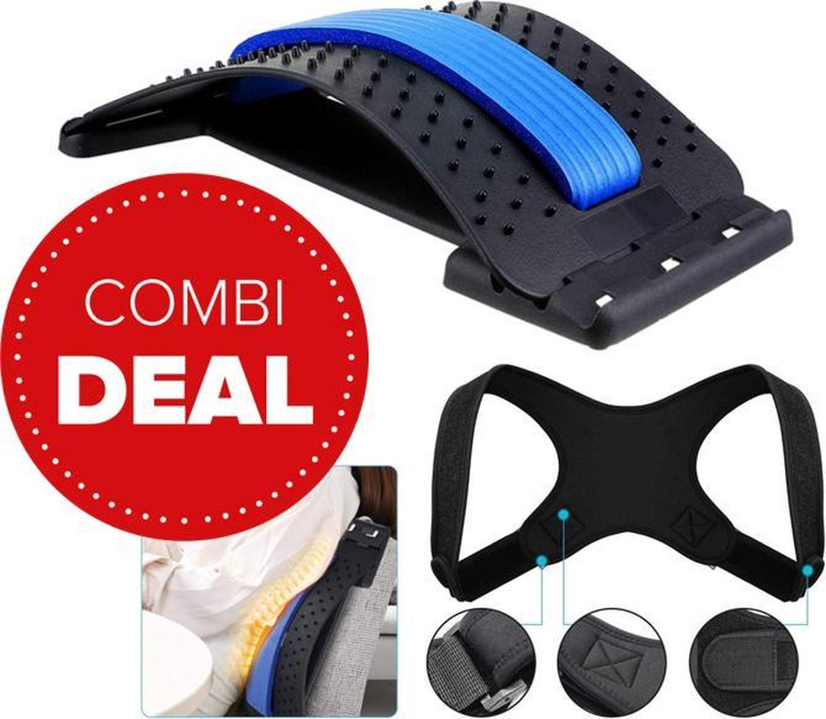 LUVIQ Rug Corrector INCLUSIEF Rugbrace Voor Rugklachten | Backstretcher | Postuur Corrector | Houding Correctie| Houding Corrector |Rugstretcher | Rugband One Size
