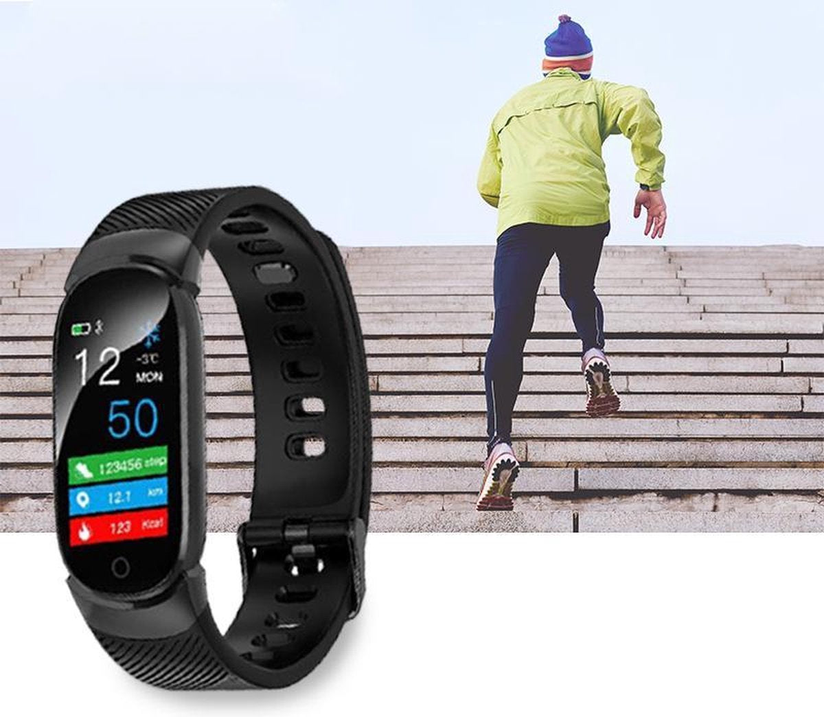 Wervox - Stappenteller - Waterdicht - Te Gebuiken Met App - 8 Verschillende Functies - 15 Dagen te Gebruiken Zonder op te Laden- Stappenteller Horloge Dames -  Stappenteller Kinderen