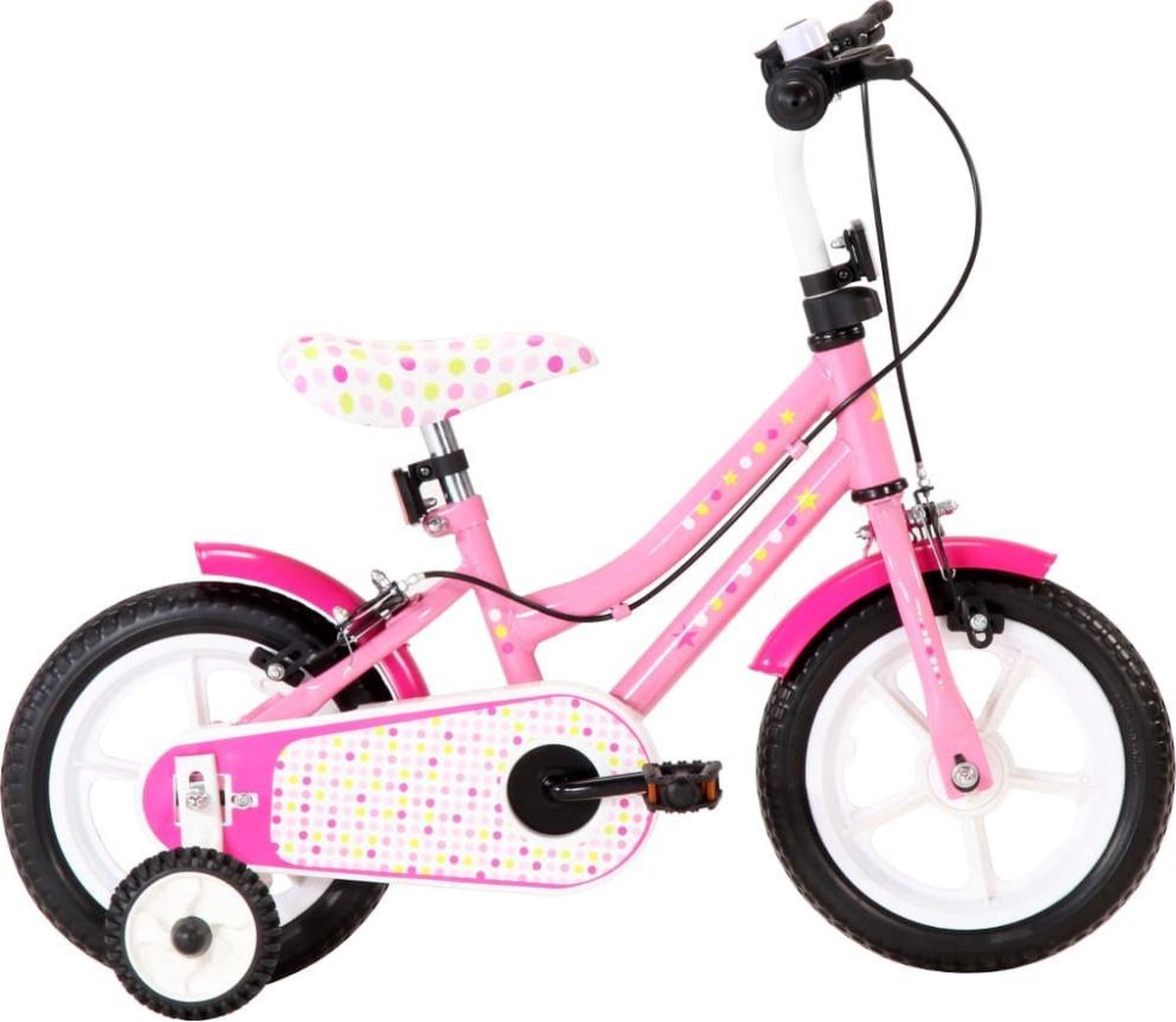 vidaXL Kinderfiets 12 inch wit en roze