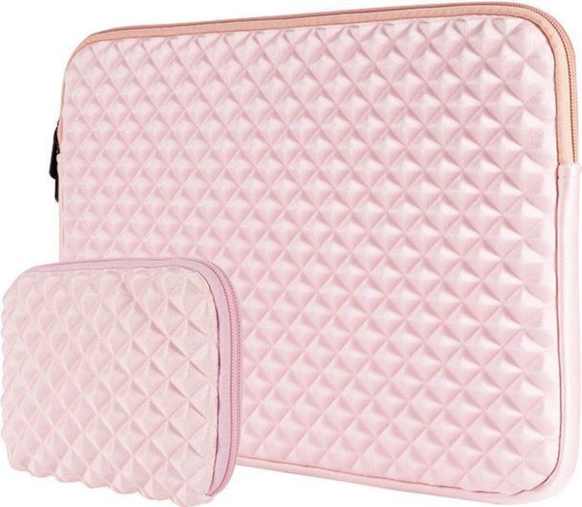 Basic Laptop Hoes - Voor alle laptops 13 t/m 13.3 inch - Sleeve met vilt bescherming - Met gratis etui! - Diamond Roze
