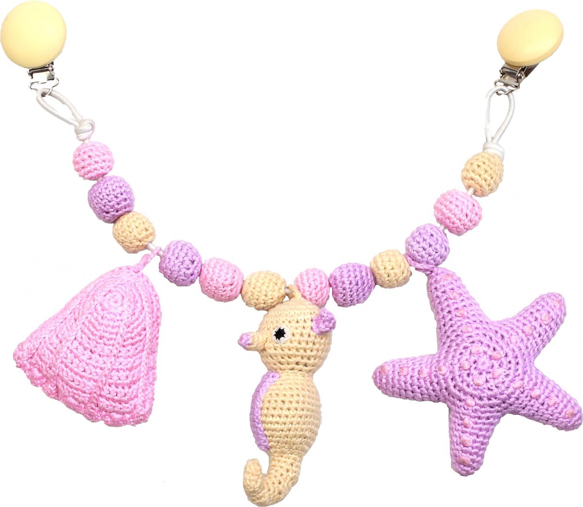 Naturezoo Kinderwagenspanner Dieren Gehaakt 40 Cm Roze/beige