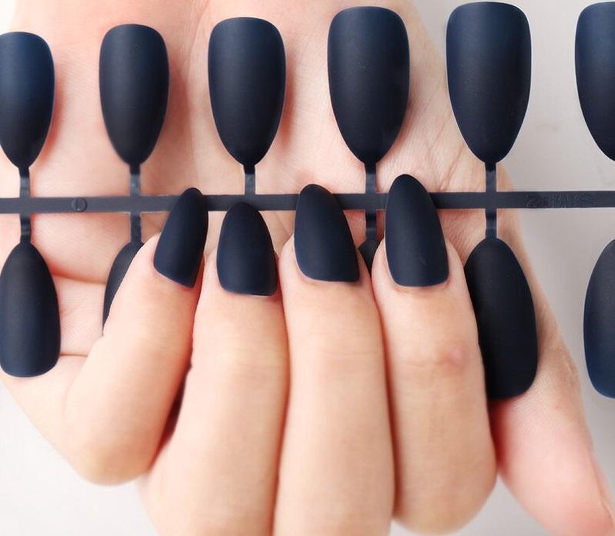 24 Stuks Matte Nepnagels Lang | Donkerblauw | Nagels | Cosmetica Accessoires