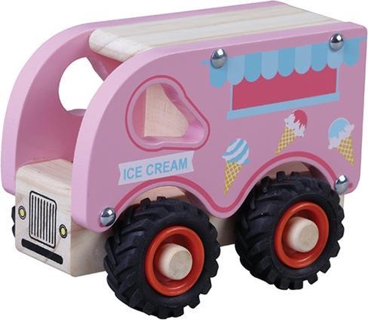 Houten ijscokar ijsjes wagen auto hout roze
