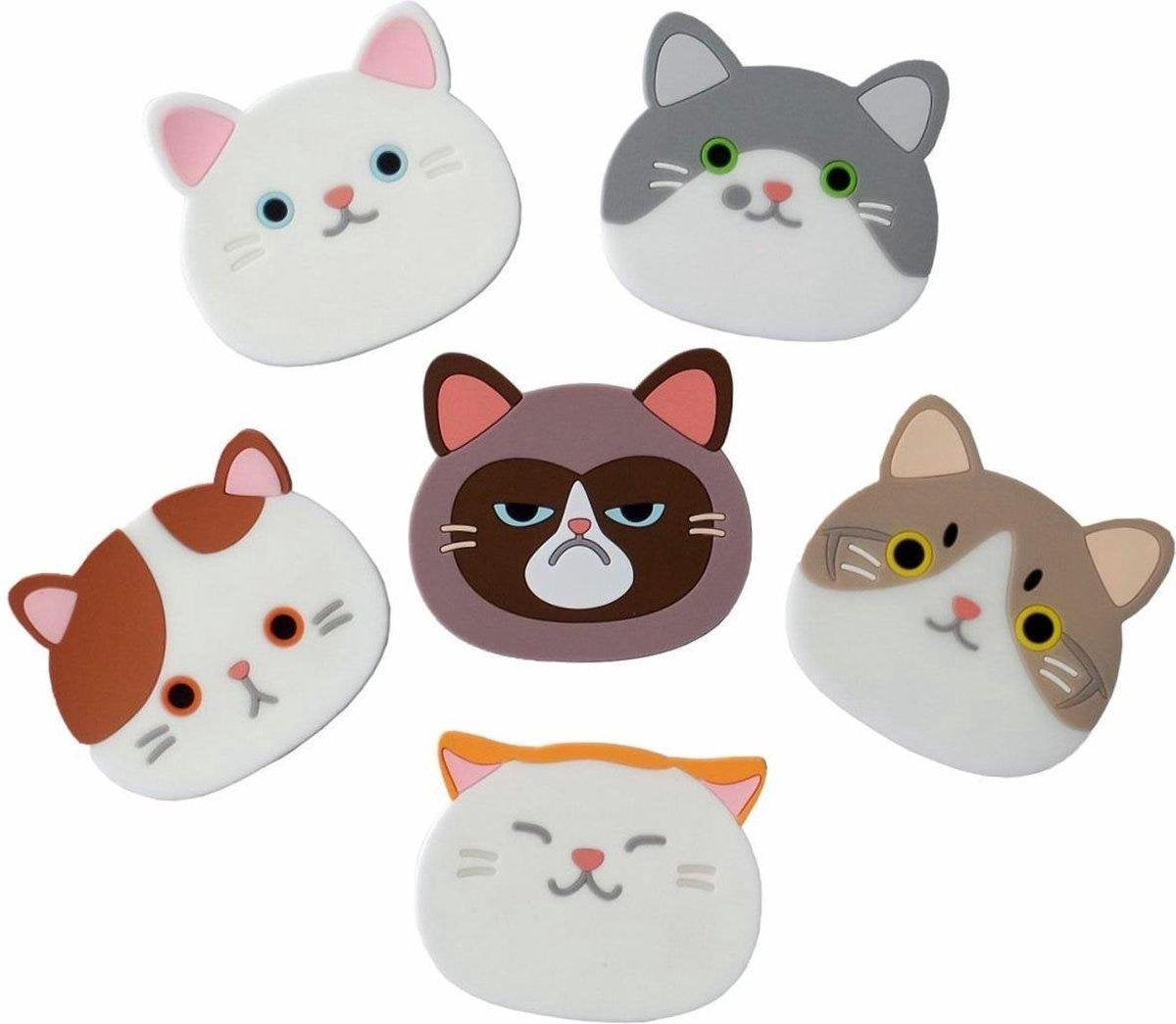 Kattenhebbedingen - Kattenliefhebber - Onderzetters - Kat - Poes - Hittebestendig - set van 6 stuks