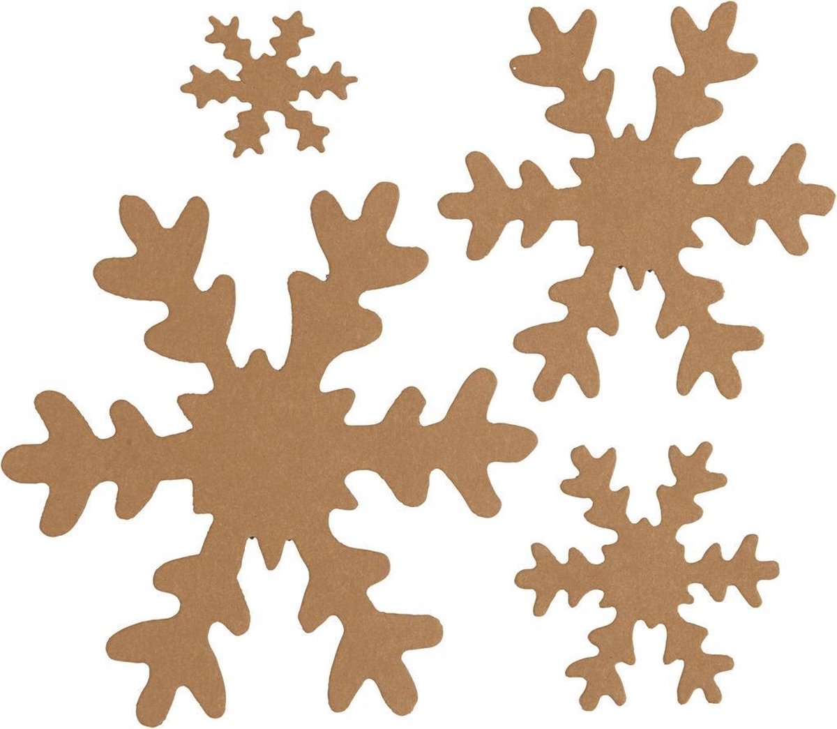 Sneeuwvlok. naturel. d: 3+5+8+10 cm. 350 gr. 16 stuk/ 1 doos