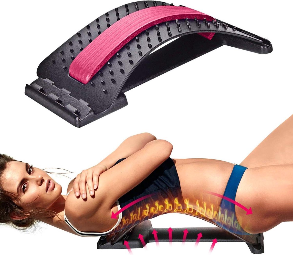 Rugstretcher - Roze - Verstelbaar - Back Massager - Backstretcher - Rug Stretcher - Rugmasseur - Onderrug klachten - Rug corrector - Rugrechter -  Rugstrekker - Acupressuur - Acupunctuur Massage Apparaat
