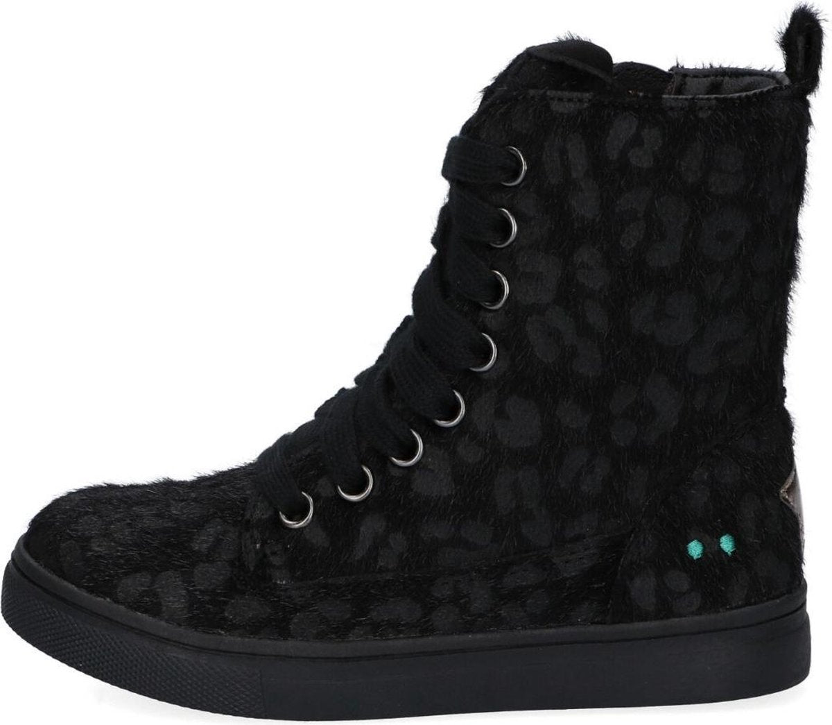 Bunnies JR 220942-789 Meisjes Biker Boots - Zwart - Imitatieleer - Veters