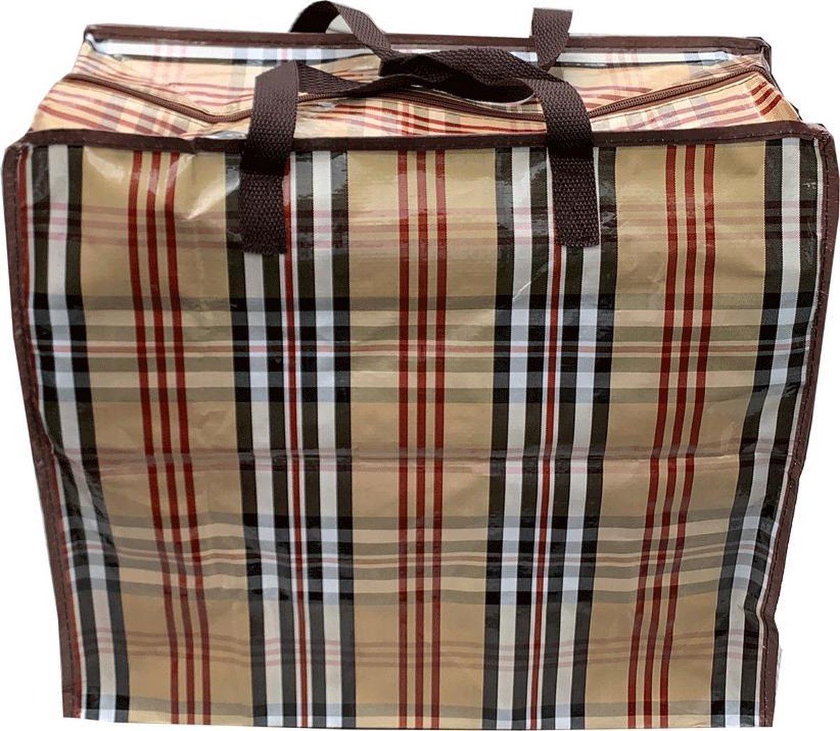 MixMamas Big Shopper met rits M - 45 x 40 cm - Ruit Beige