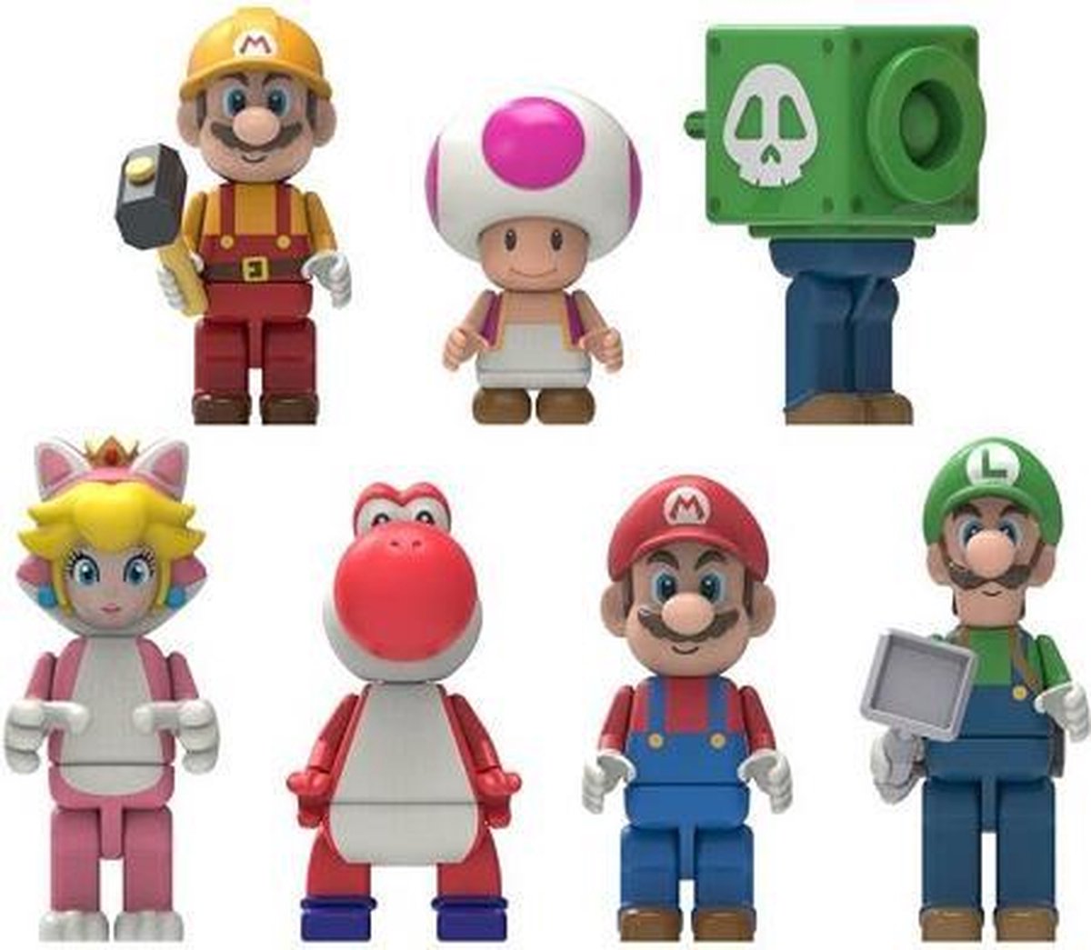 5 verschillendr K'nex Super Mario Blind bag figuurtjes set (+/-5 cm).