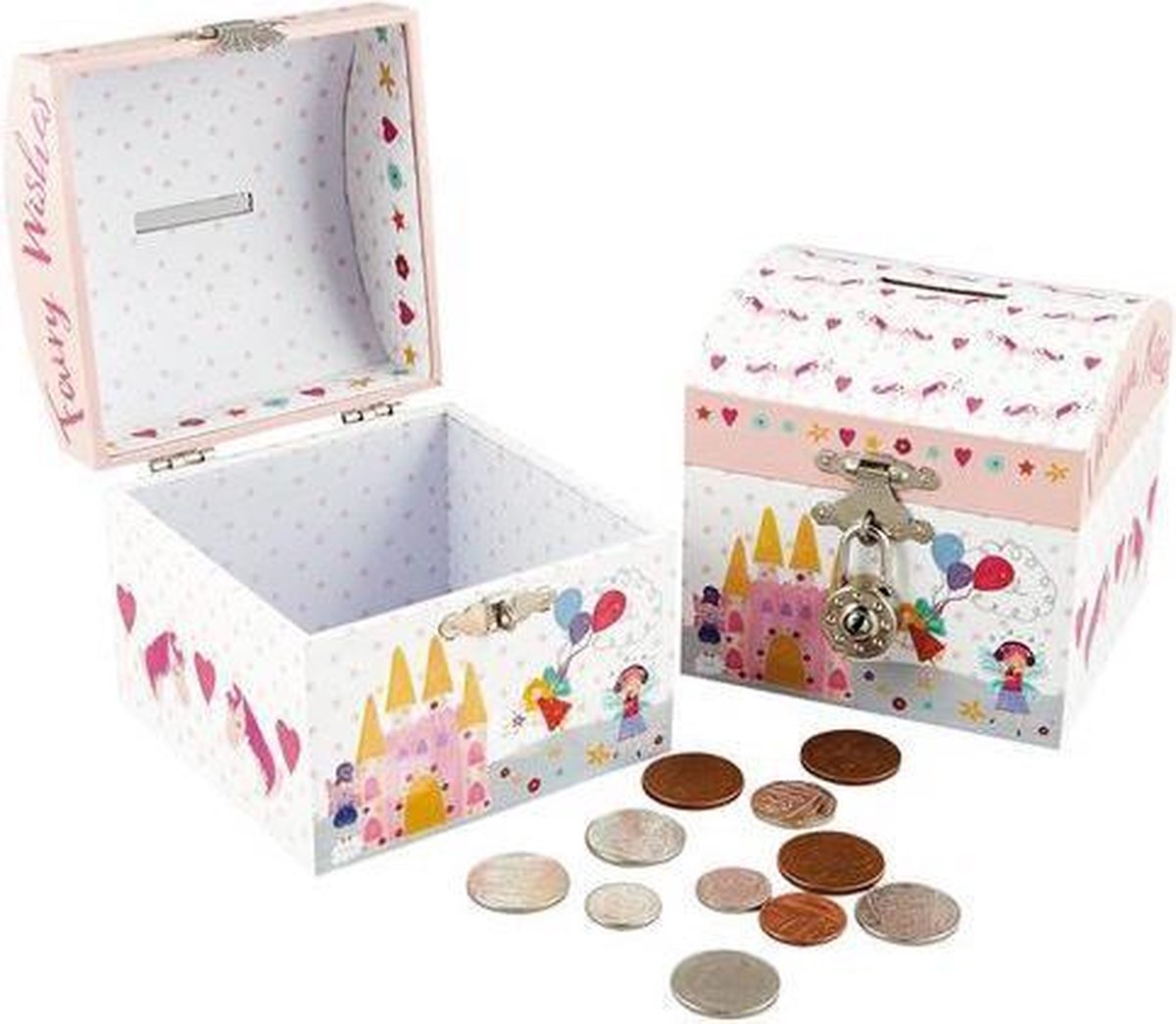 Floss & Rock Unicorn - geldkistje inclusief hartjesslot - 10.5  x 10.5 x 10 cm - Multi