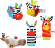 EPIN | Baby rammelaar set | 2 Baby pols rammelaars | 2 Speelsokken rammelaars | Giraffe | 4-Delig
