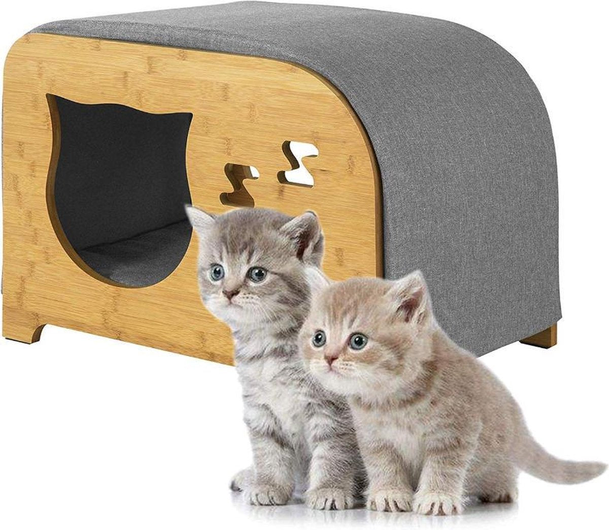 Simpletrade Kattenmand - Kattenhuis - Viltglijders - Bamboe - 58x40x40 cm