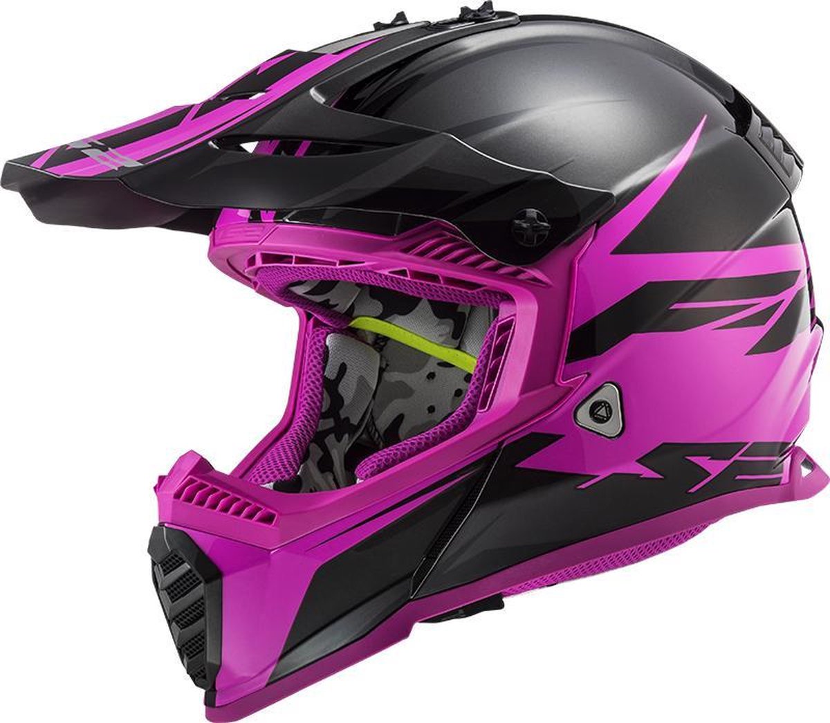 LS2 Crosshelm MX437 Fast EVO Roar mat zwart glans paars
