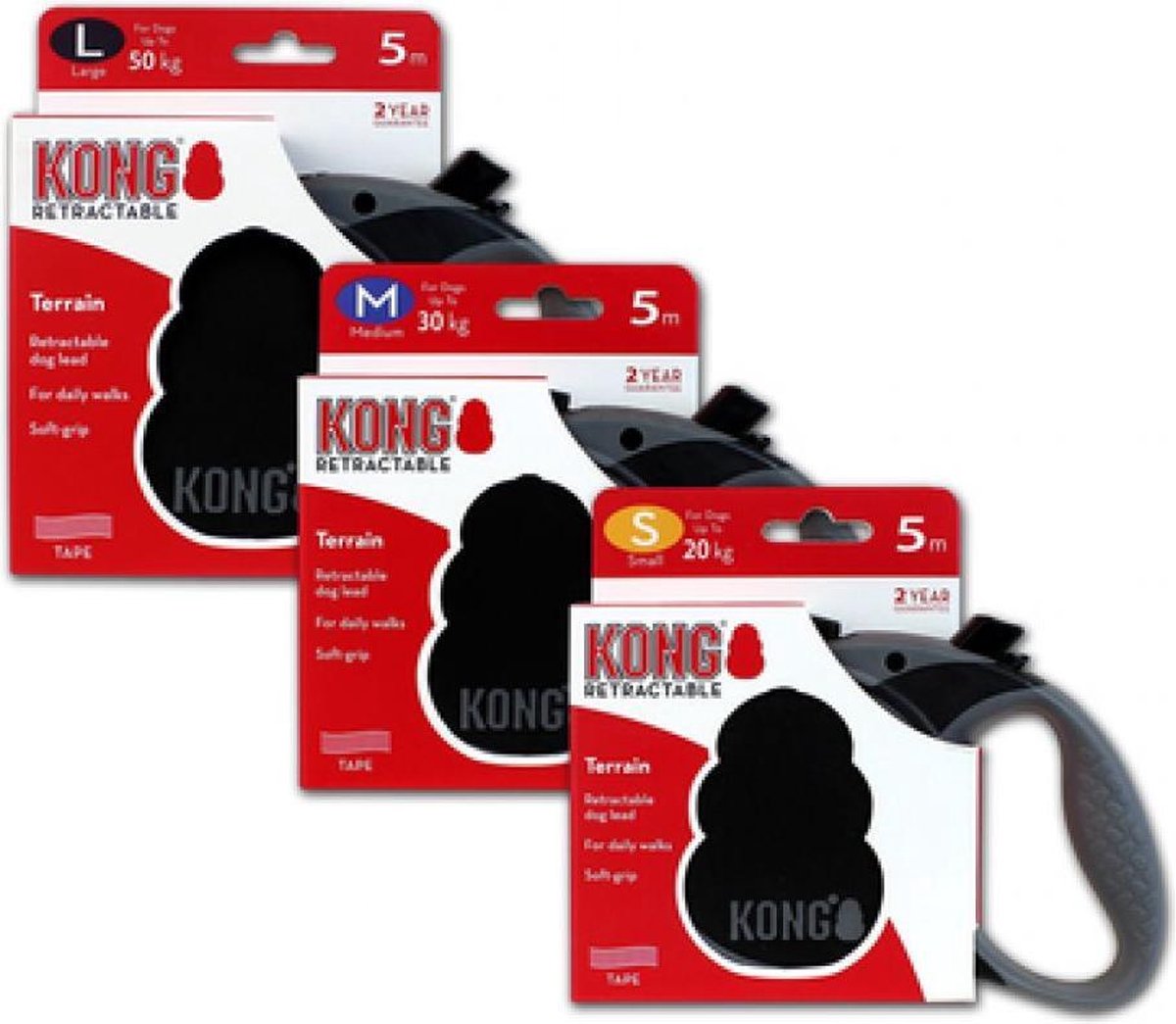 KONG Retractable Leash Terrain - L - Zwart