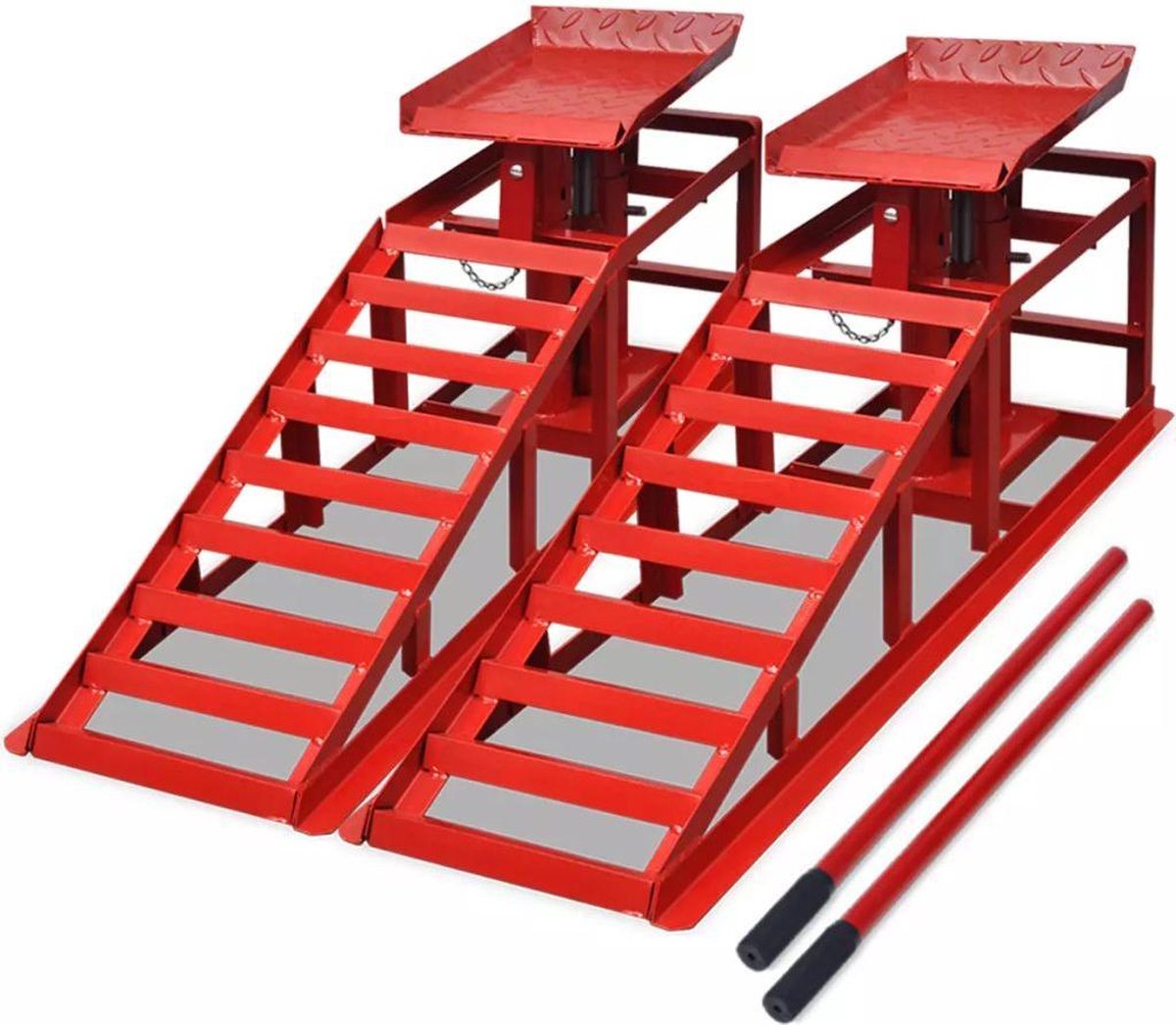 vidaXL Autoreparatie oprijplaten staal rood 2 st