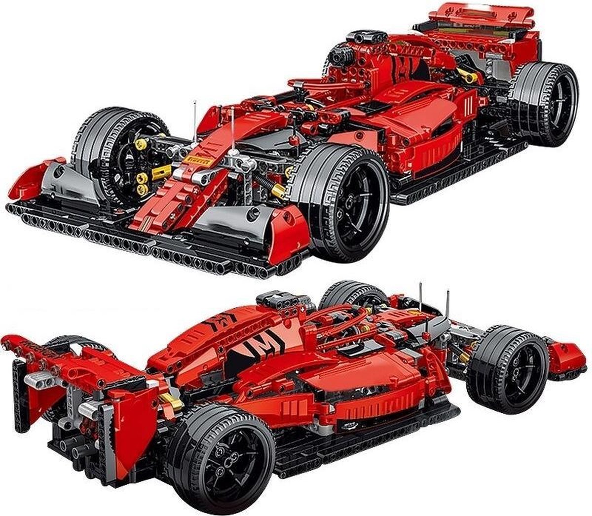Sportwagen Rood - Bouwstenen Set - Technic F1  Ferrari Race Auto - 31cm Lang - Draaibare Wielen - 800 Blokjes - Geschikt voor LEGO - Constructie Speelgoed