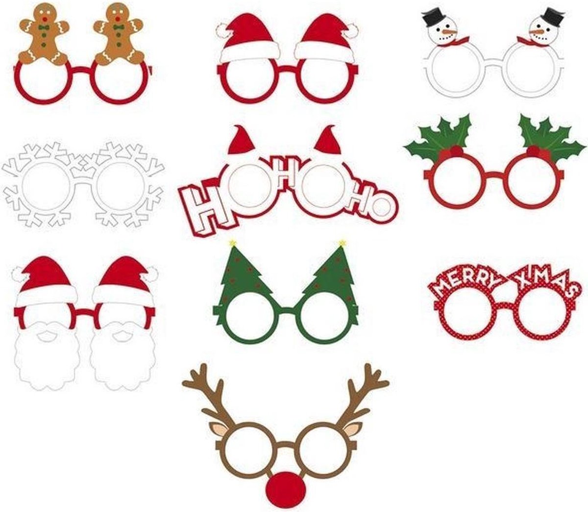 DOIY Feestbrillen (set van 10) - Kerst