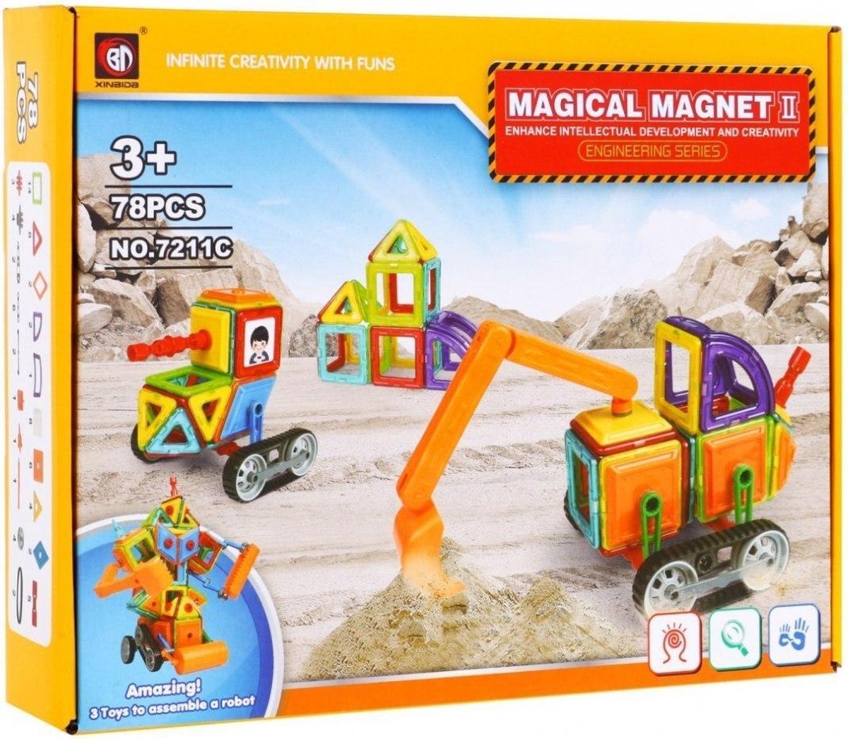 Magnetisch Speelgoed Blokken 78 Delig Play&Grow