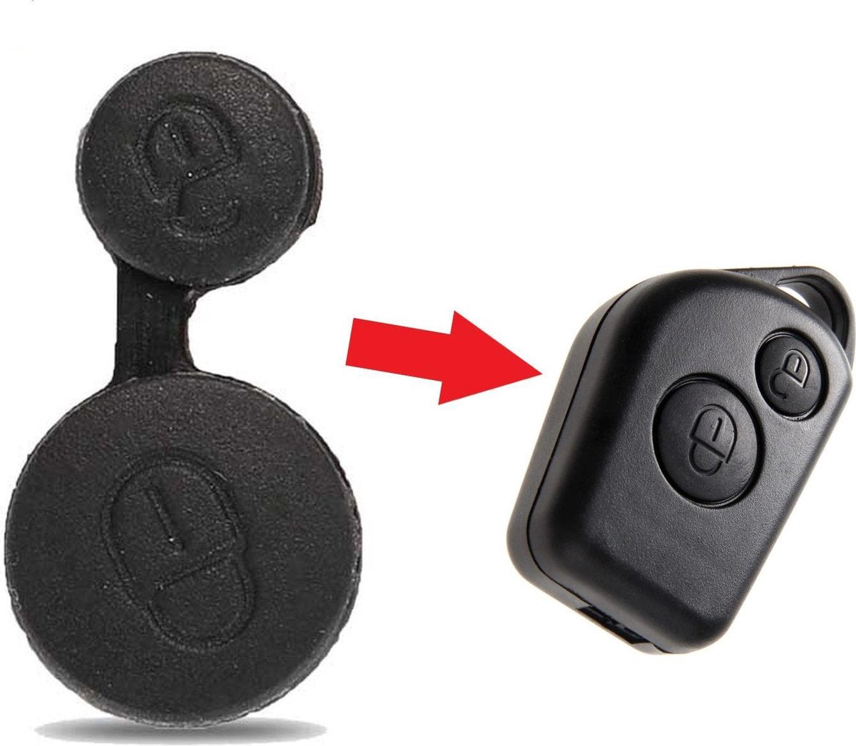 Autosleutel rubber pad 2 knoppen geschikt voor Citroen autosleutel / Citroen Berlingo / Citroen Evasion / Citroen Saxo / Citroen Xsara / Citroen pad + Mini RVS 3 in 1 Schroevendraaier.