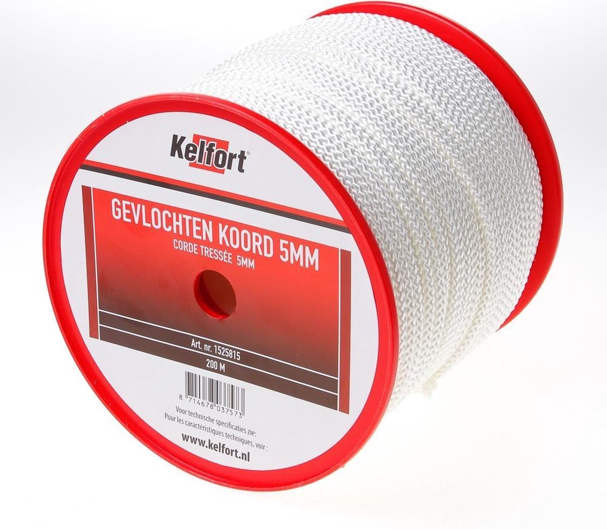 Nylonkoord wit gevlochten 5mm