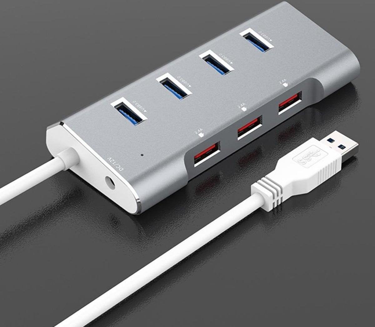 Sounix Hub 7 poort USB 3.0 |4 Port USB 3.0 Data| 3 Port USB PD Charing-Grey