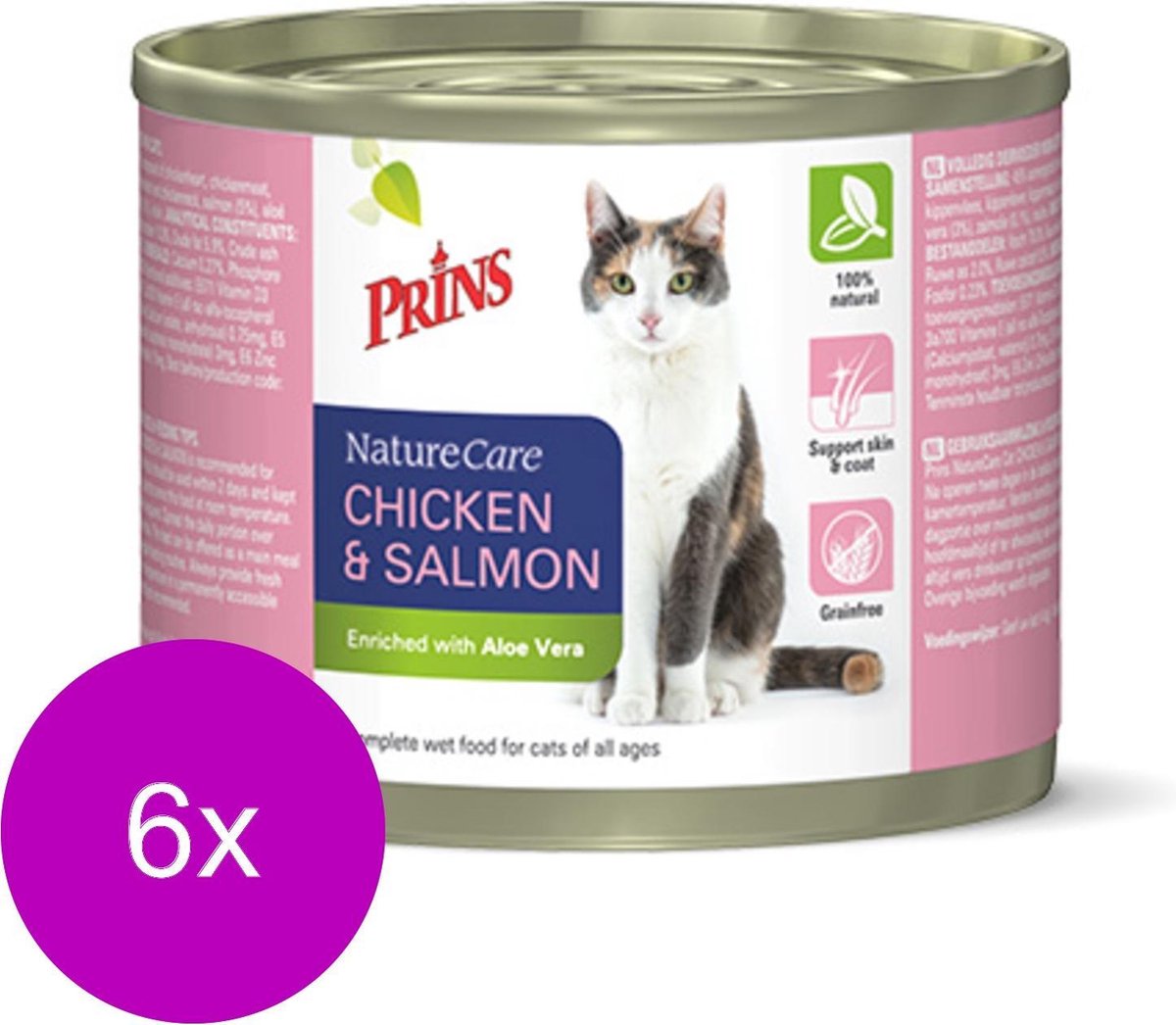 Prins Naturecare Cat Kip&Zalm - Kattenvoer - 6 x 200 g