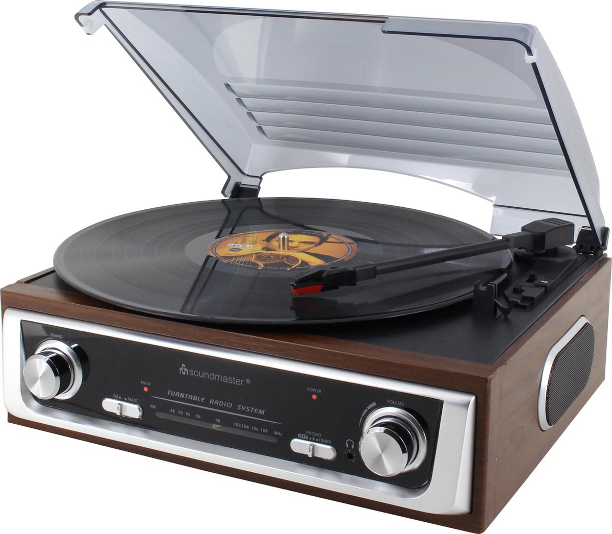 Soundmaster PL196H platenspeler- Nostalgische platenspeler met FM radio