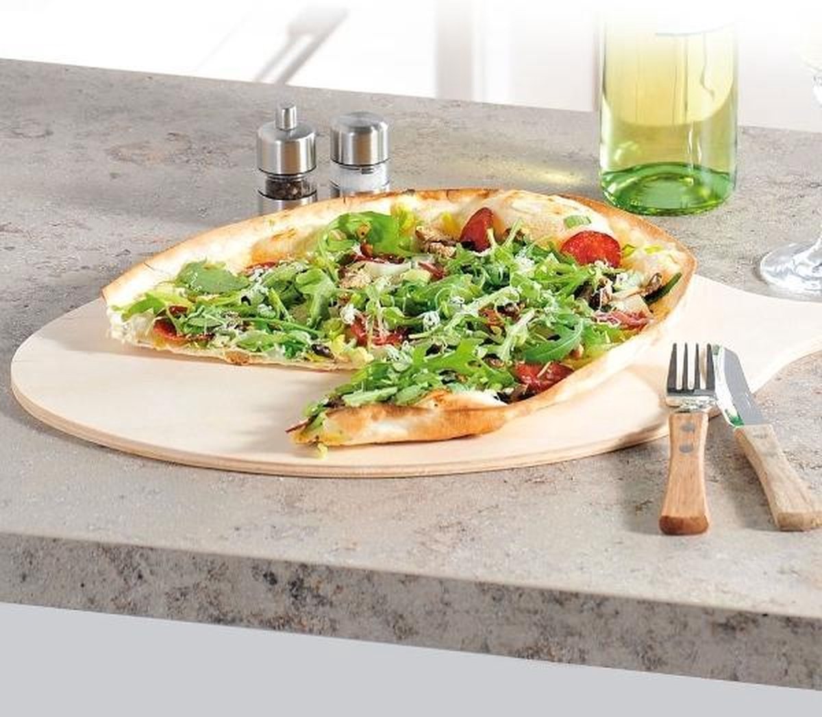 FSC® Houten Pizzaschep voor Pizza's Ø30 Cm - Pizzaplank met handvat - Pizzaborden - Oven - Bbq - Serveerplank voor pizza of brood