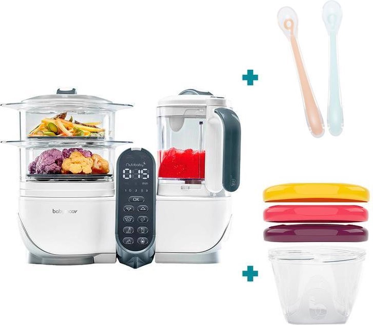 Babymoov Keukenrobot Nutribaby Loft White Set + 3 Babybols