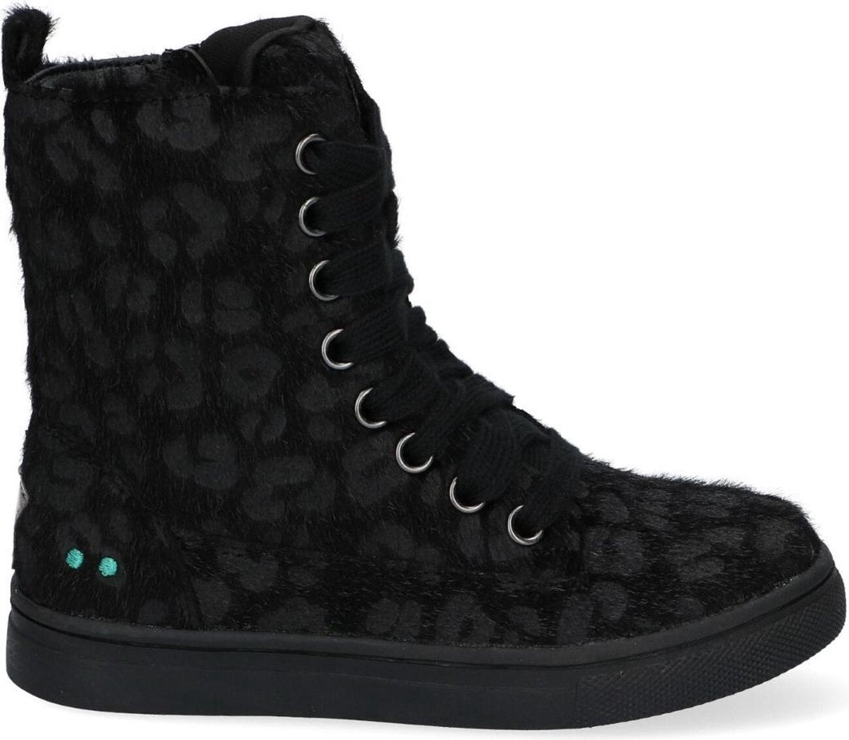 Bunnies JR 220942-789 Meisjes Biker Boots - Zwart - Imitatieleer - Veters