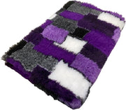 2 Stuks - Vetbed - Dierenmat - Hondenkleed - Dierenkleed - Patchwork Zwart Grijs Paars Wit - latex anti-slip 75 x 50 cm - Machine wasbaar