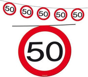 Vlaggenlijn Verkeersbord 50  & 8 Ballonnen verkeersbord 50 jaar