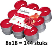 144 stuks Bolsius granaatappel - pomegranate geurtheelichtjes (4 uur) True Scents