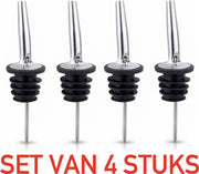 Schenktuit - Schenkdop - Likeurschenker - Maatschenker - Schenktuiten - Schenkdoppen - Likeurschenkers - Maatschenkers - Flesdop - Fles - Olie - Sterke Drank - Flessen - Doppen - RVS Staal - Cocktails - Wijn - Premium Kwaliteit - Set van 4 stuks